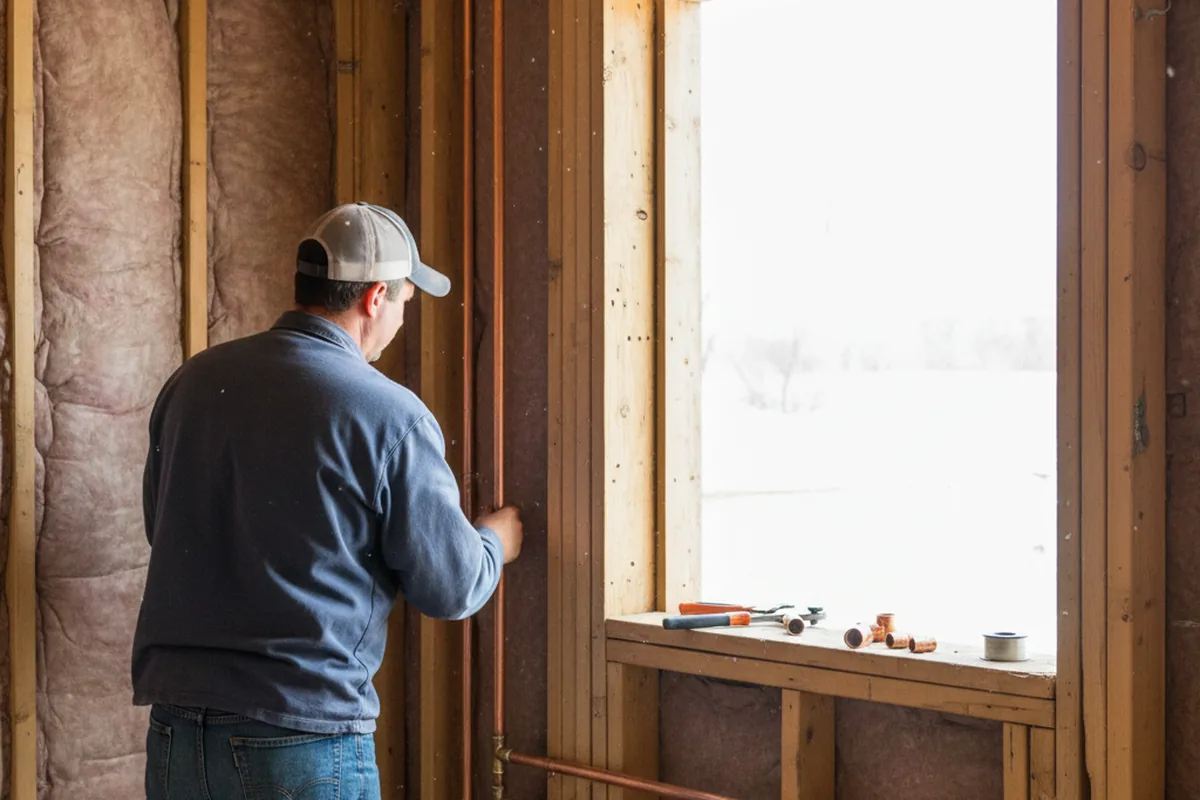 Licensed plumber running new copper supply lines in a Niantic home