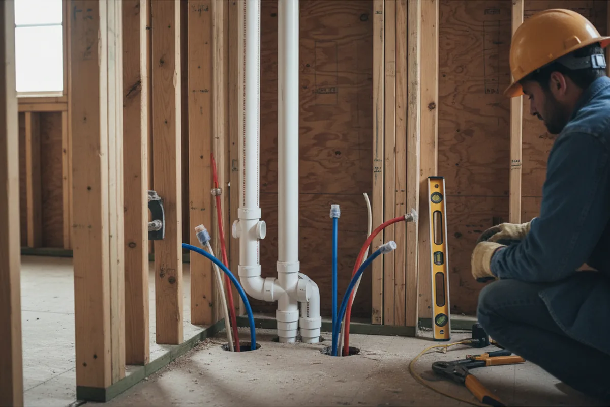 Drain and supply rough-in during Toilet Repair and Installation in Niantic